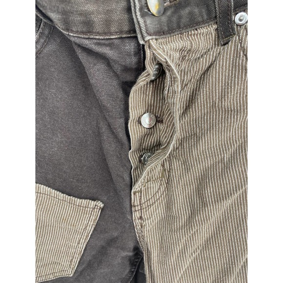 Rare! REVICE Womens Chino Patch Jeans Pants Sz 29/ 8 Wide Leg Cotton Brown White - Picture 4 of 8